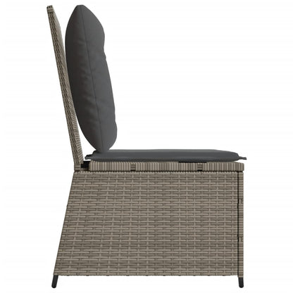 Divano Reclinabile da Giardino con Cuscini Grigio in Polyrattan