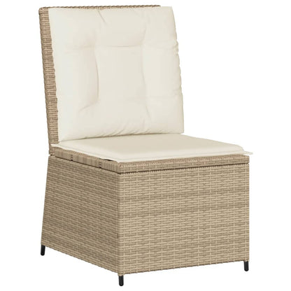 Divano Reclinabile da Giardino con Cuscini Beige in Polyrattan