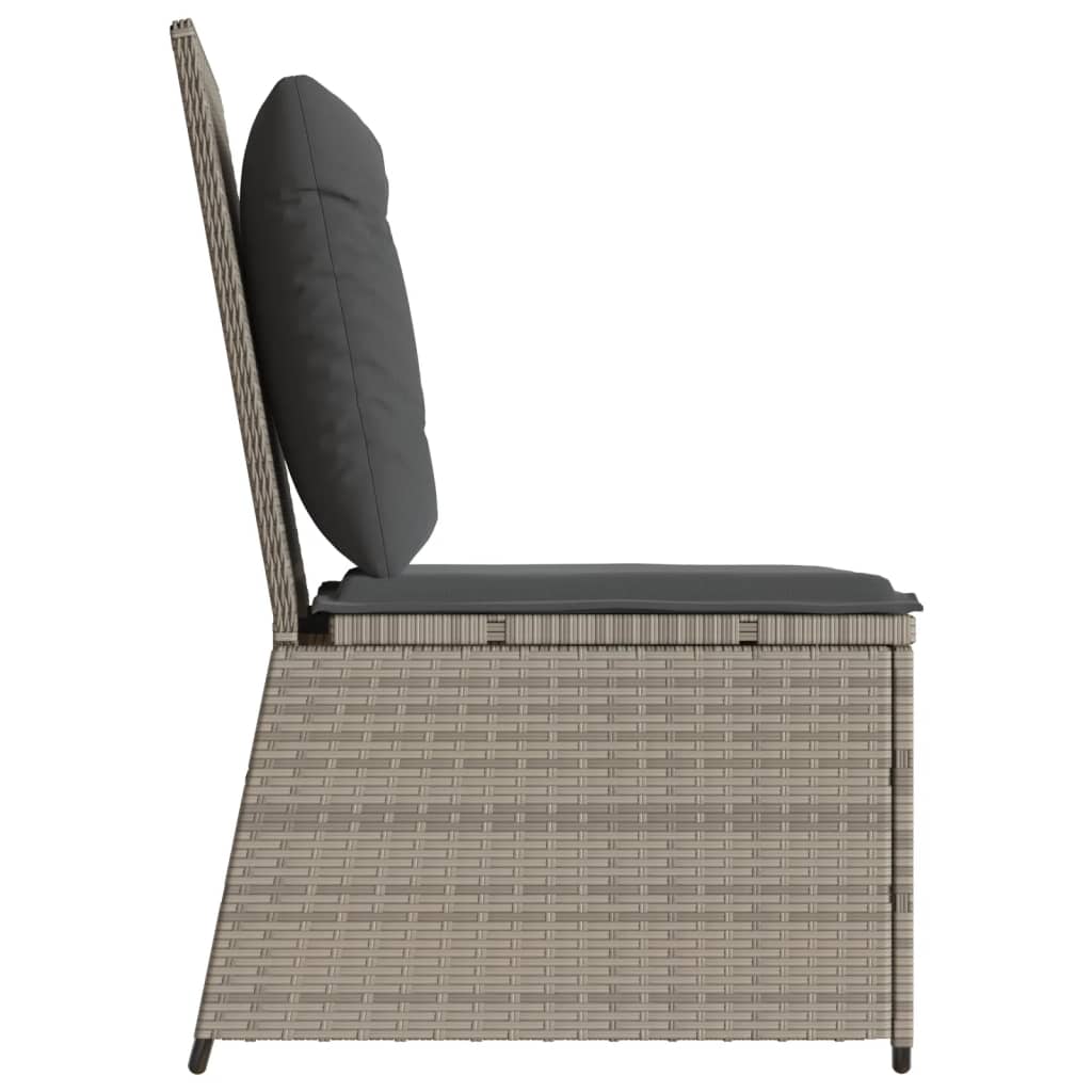 Divano Reclinabile Giardino Cuscini Grigio Chiaro in Polyrattan