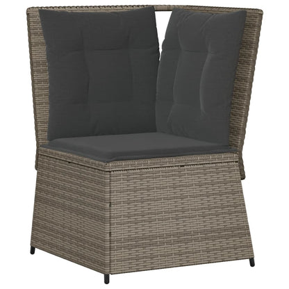 Divano Angolare da Giardino con Cuscini Grigio in Polyrattan