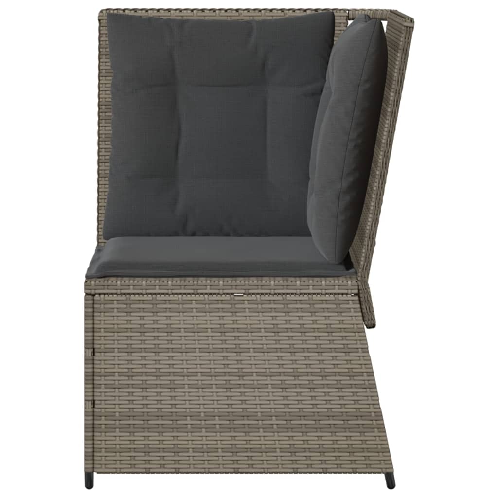 Divano Angolare da Giardino con Cuscini Grigio in Polyrattan