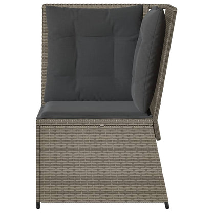 Divano Angolare da Giardino con Cuscini Grigio in Polyrattan
