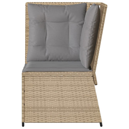 Divano Angolare da Giardino con Cuscini Beige in Polyrattan