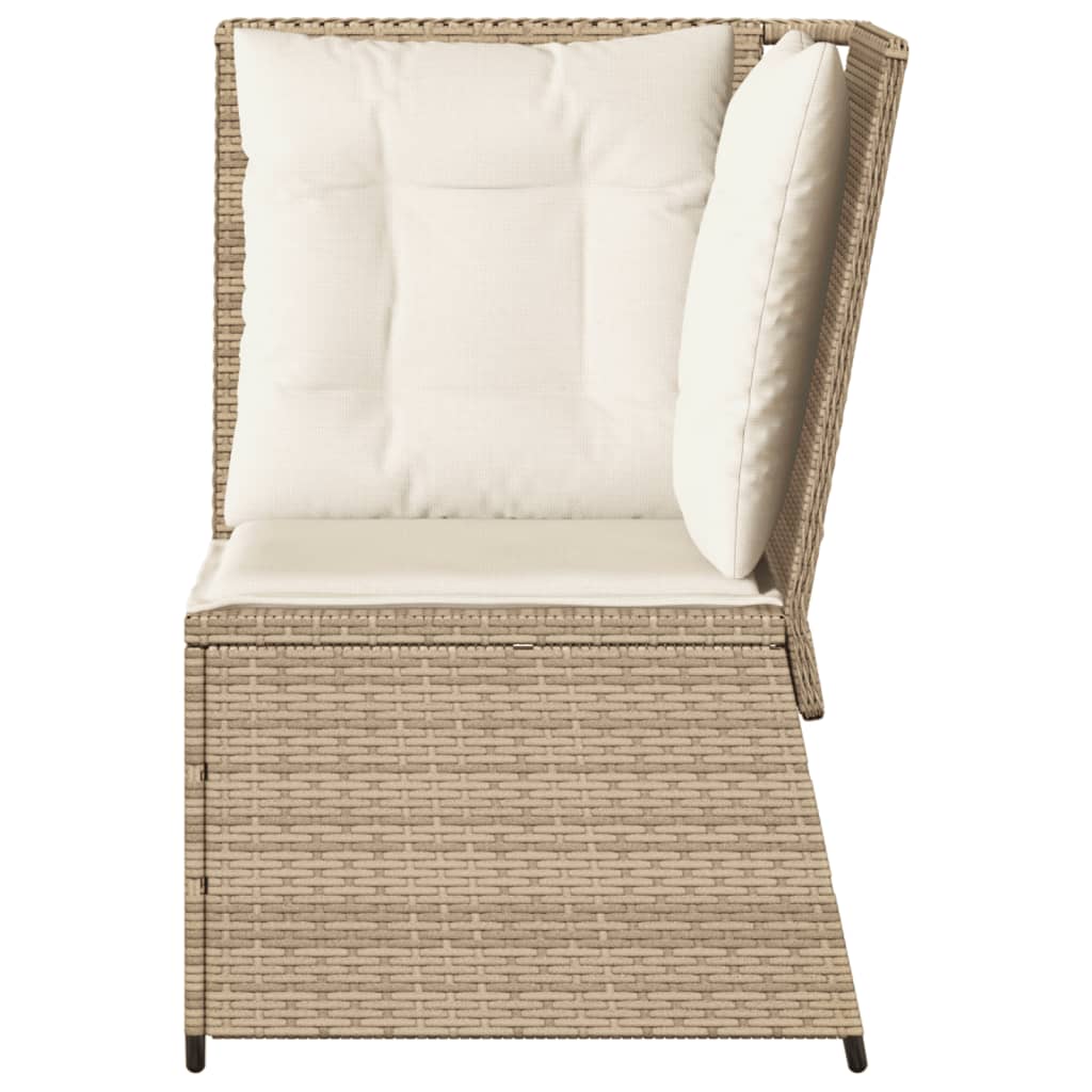 Divano Angolare da Giardino con Cuscini Beige in Polyrattan
