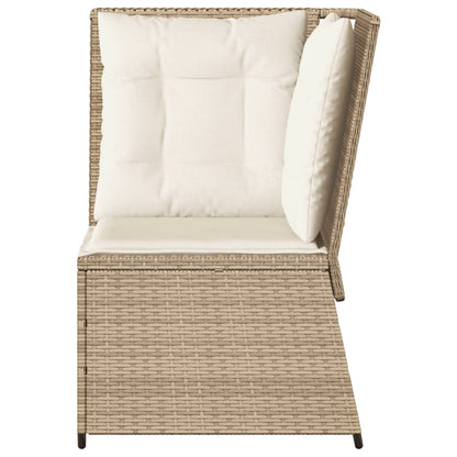 Divano Angolare da Giardino con Cuscini Beige in Polyrattan