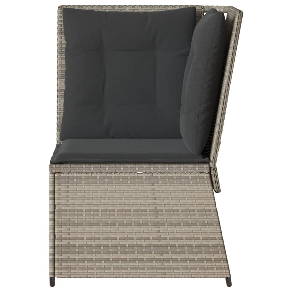 Divano Angolare Giardino con Cuscini Grigio Chiaro Polyrattan