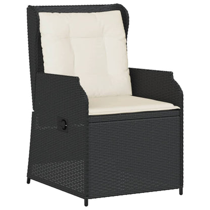 Sedie Reclinabili da Giardino 2 pz con Cuscini Nero Polyrattan