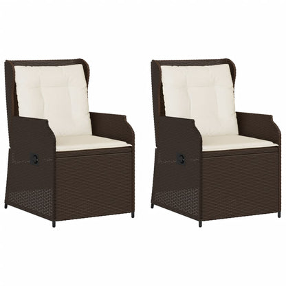 Sedie Reclinabili Giardino 2pz con Cuscini Marrone Polyrattan