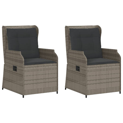 Sedie da Giardino Reclinabili 2 pz e Cuscini Grigio Polyrattan