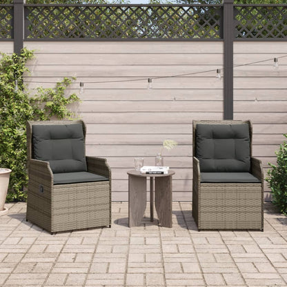 Sedie da Giardino Reclinabili 2 pz e Cuscini Grigio Polyrattan