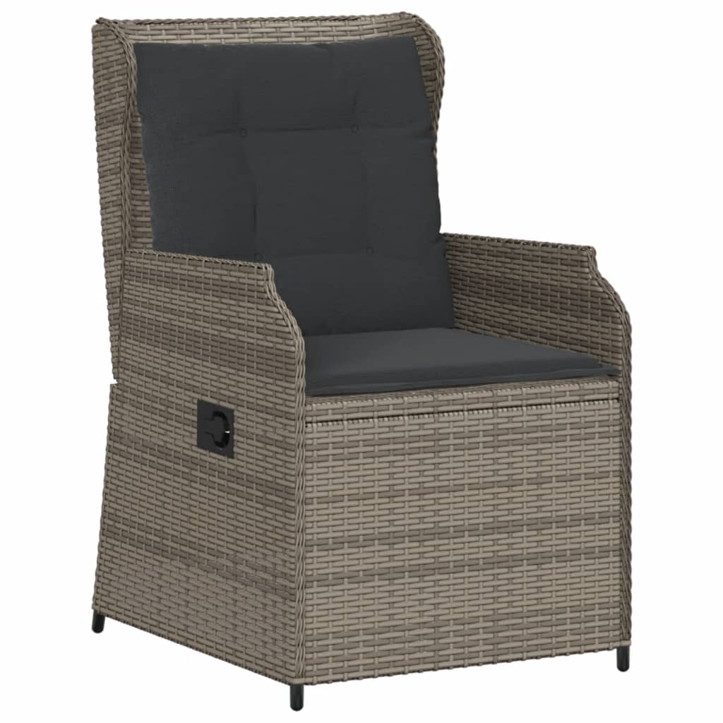 Sedie da Giardino Reclinabili 2 pz e Cuscini Grigio Polyrattan