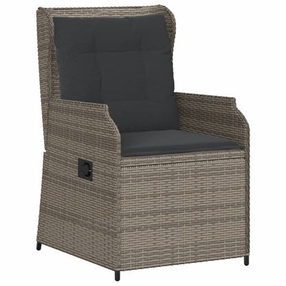 Sedie da Giardino Reclinabili 2 pz e Cuscini Grigio Polyrattan