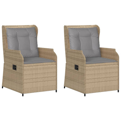 Sedie Reclinabili da Giardino 2pz con Cuscini Beige Polyrattan