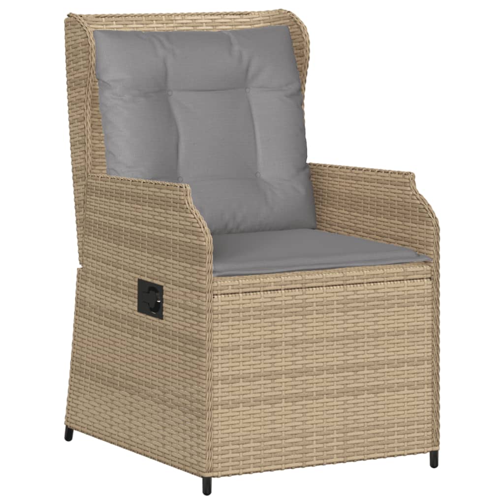 Sedie Reclinabili da Giardino 2pz con Cuscini Beige Polyrattan