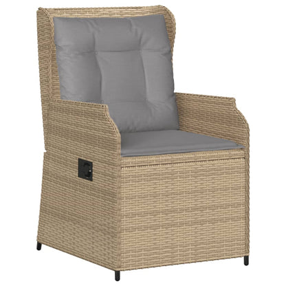 Sedie Reclinabili da Giardino 2pz con Cuscini Beige Polyrattan