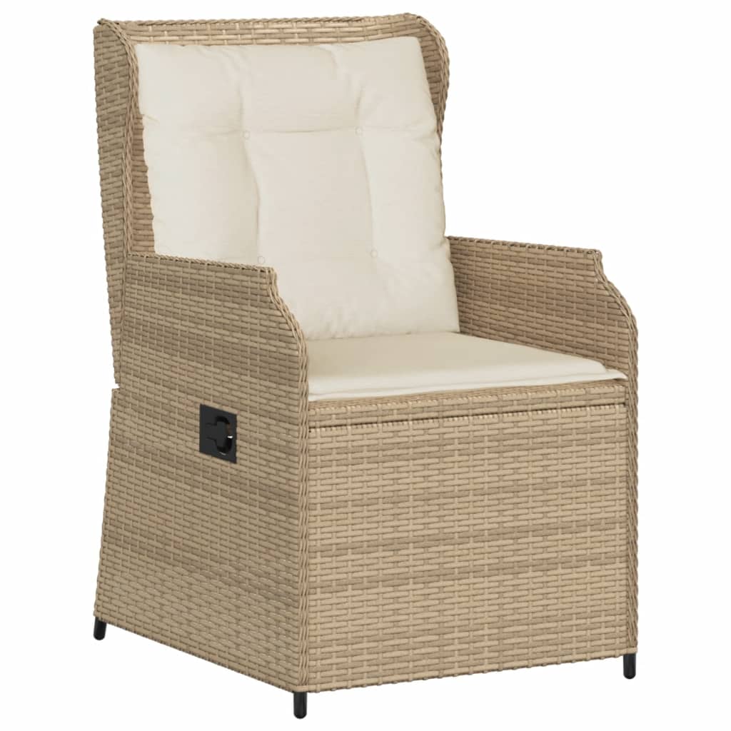 Sedie Reclinabili da Giardino 2pz con Cuscini Beige Polyrattan