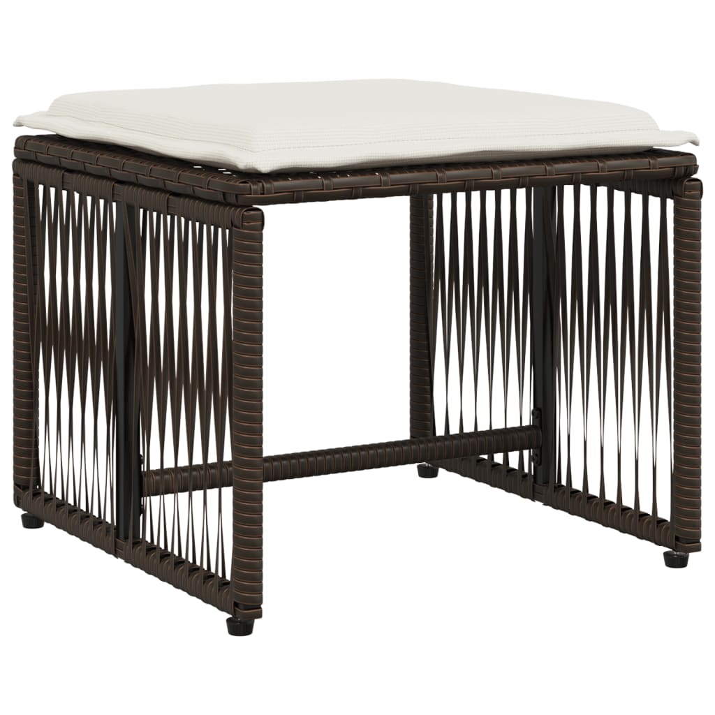 Set da Pranzo da Giardino 7pz con Cuscini in Polyrattan Marrone
