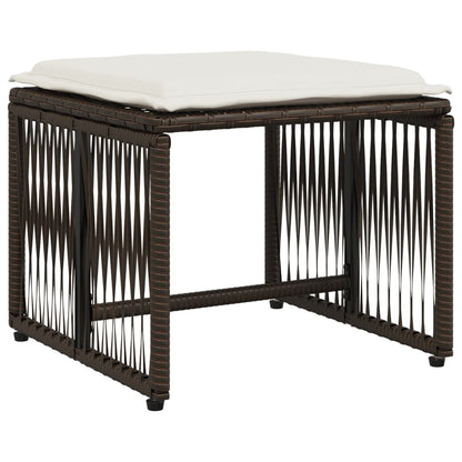 Set da Pranzo da Giardino 7pz con Cuscini in Polyrattan Marrone