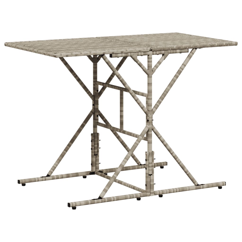 Set da Pranzo da Giardino 7 pz Cuscini Polyrattan Grigio Chiaro