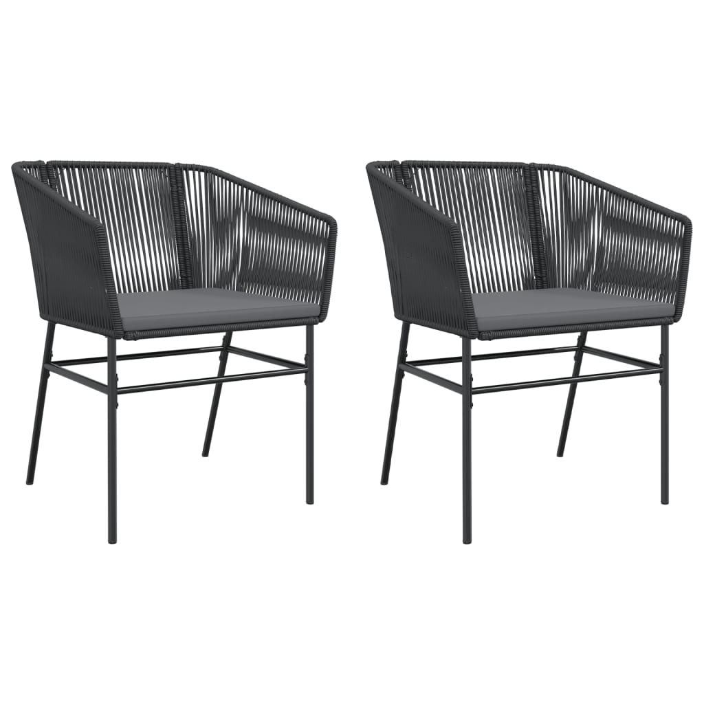 Sedie da Giardino con Cuscini 2 pz Nere in Polyrattan
