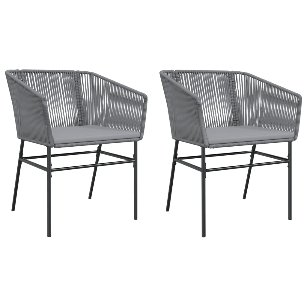 Sedie da Giardino 2 pz con Cuscini Grigio in Polyrattan