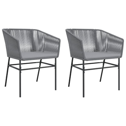 Sedie da Giardino 2 pz con Cuscini Grigio in Polyrattan