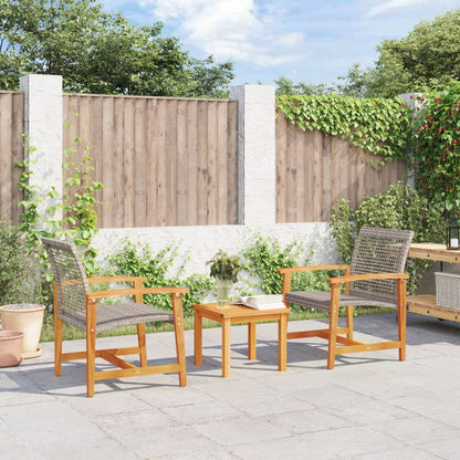 Set da Bistrot 3 pz Grigio in Polyrattan e Legno di Acacia