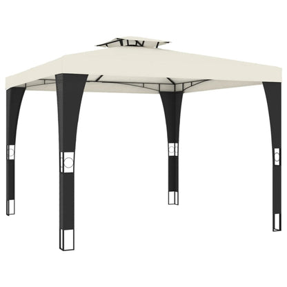 Gazebo con Tetto Doppio Crema 2,98x2,98 m in Acciaio