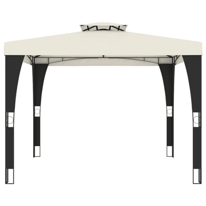 Gazebo con Tetto Doppio Crema 2,98x2,98 m in Acciaio
