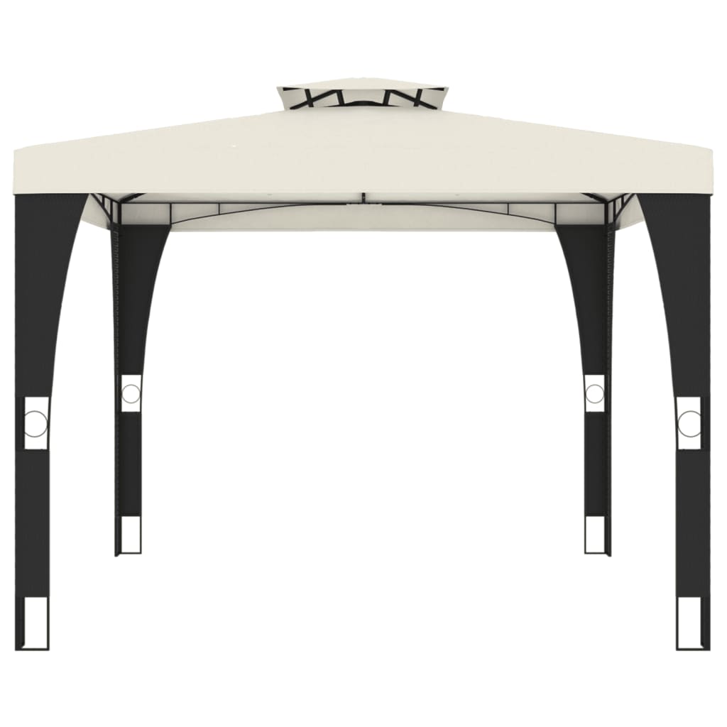 Gazebo con Tetto Doppio Crema 2,98x2,98 m in Acciaio