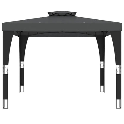Gazebo con Tetto Doppio Antracite 2,98x2,98 m in Acciaio