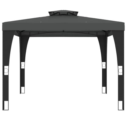 Gazebo con Tetto Doppio Antracite 2,98x2,98 m in Acciaio