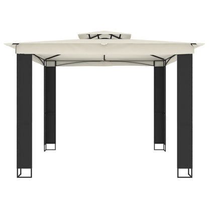 Gazebo con Tetto Doppio Crema 2,94x2,94 m in Acciaio