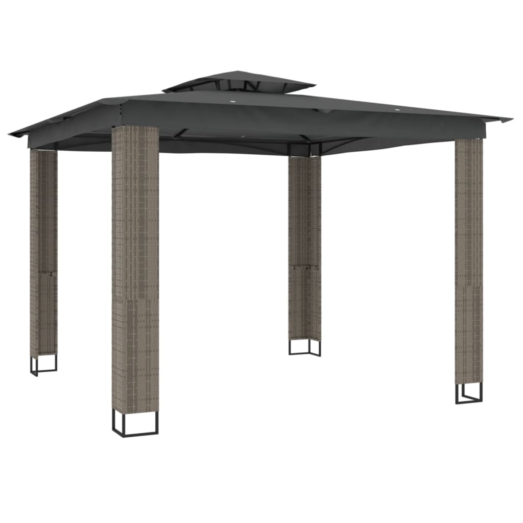 Gazebo con Tetto Doppio Antracite 2,94x2,94 m in Acciaio