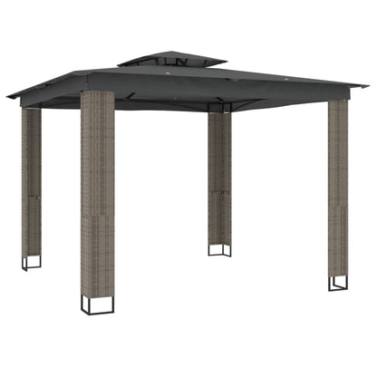 Gazebo con Tetto Doppio Antracite 2,94x2,94 m in Acciaio
