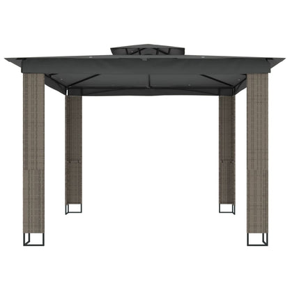 Gazebo con Tetto Doppio Antracite 2,94x2,94 m in Acciaio