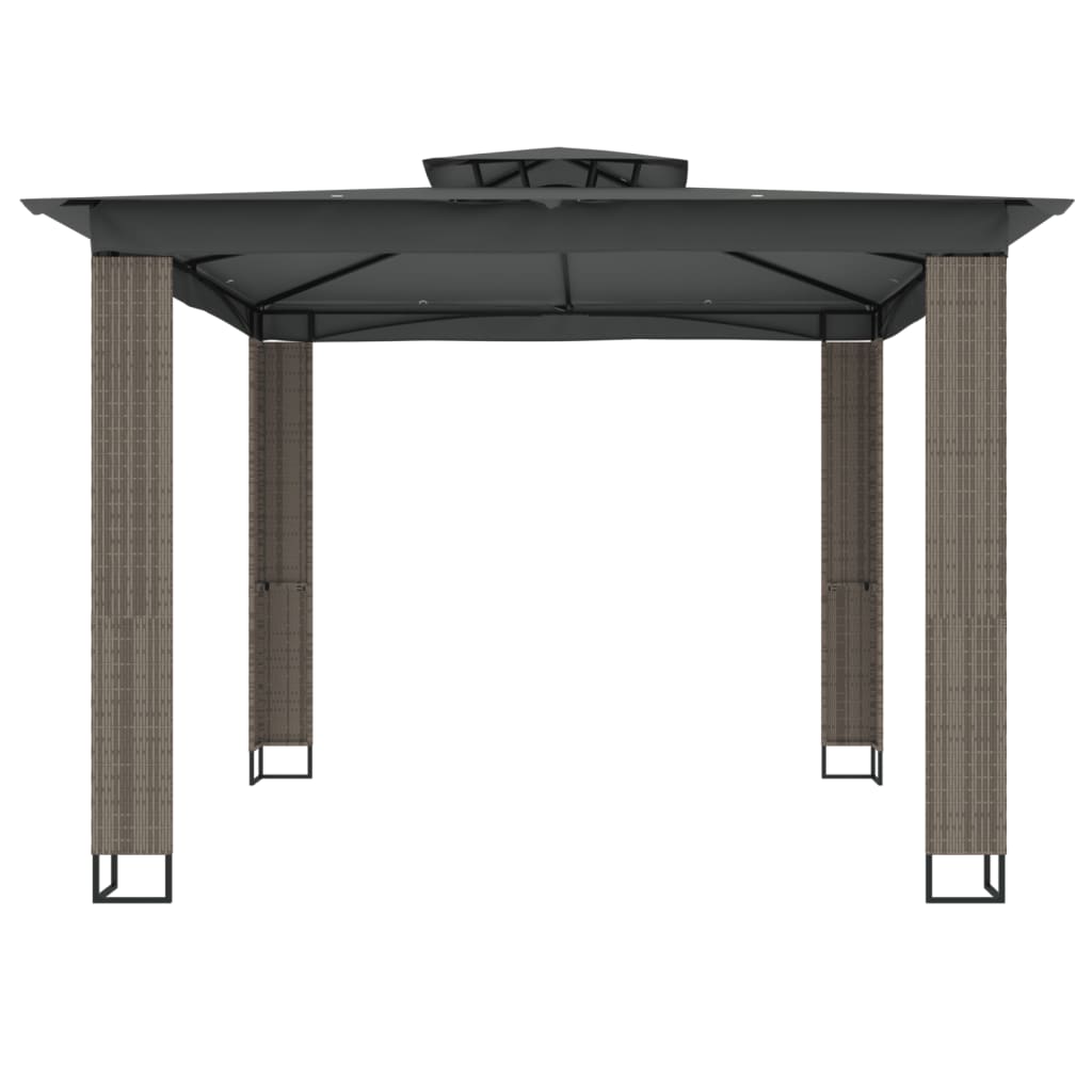 Gazebo con Tetto Doppio Antracite 2,94x2,94 m in Acciaio