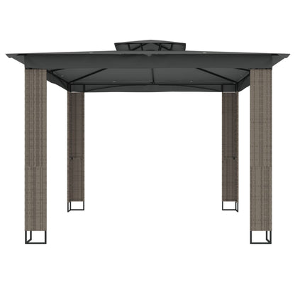 Gazebo con Tetto Doppio Antracite 2,94x2,94 m in Acciaio