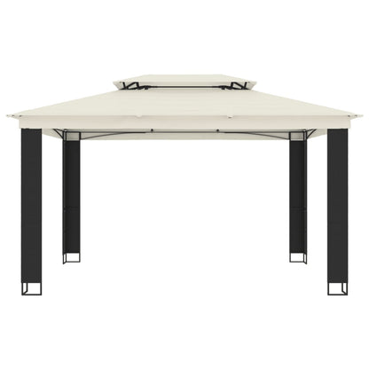Gazebo con Tetto Doppio Crema 3,94x2,96 m in Acciaio