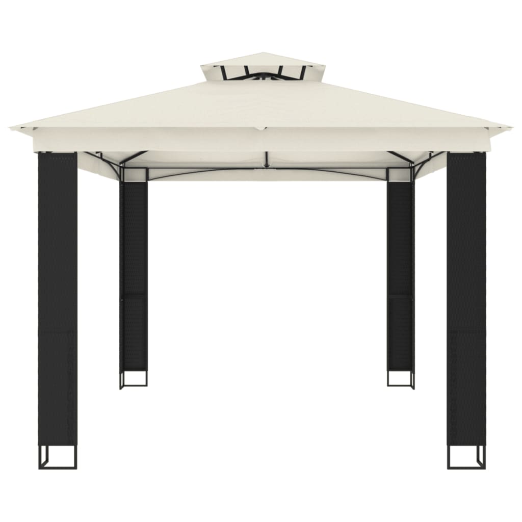 Gazebo con Tetto Doppio Crema 3,94x2,96 m in Acciaio