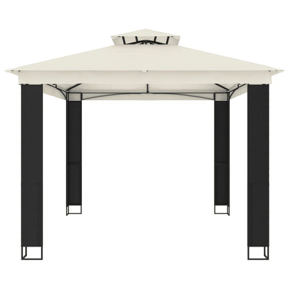 Gazebo con Tetto Doppio Crema 3,94x2,96 m in Acciaio