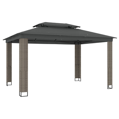 Gazebo con Tetto Doppio Antracite 3,94x2,96 m in Acciaio