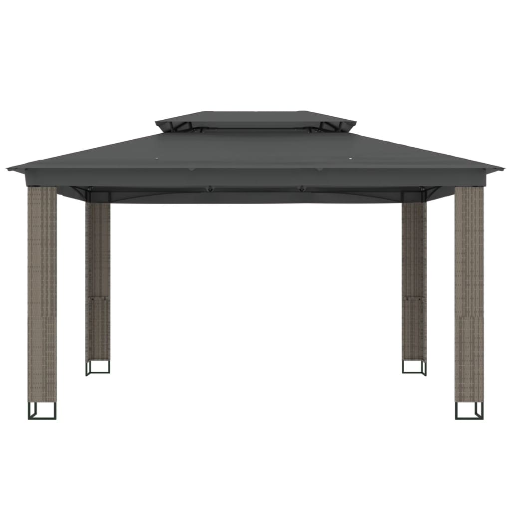 Gazebo con Tetto Doppio Antracite 3,94x2,96 m in Acciaio