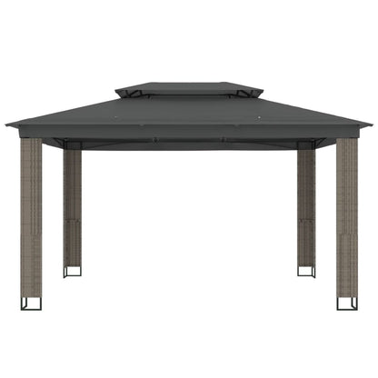 Gazebo con Tetto Doppio Antracite 3,94x2,96 m in Acciaio