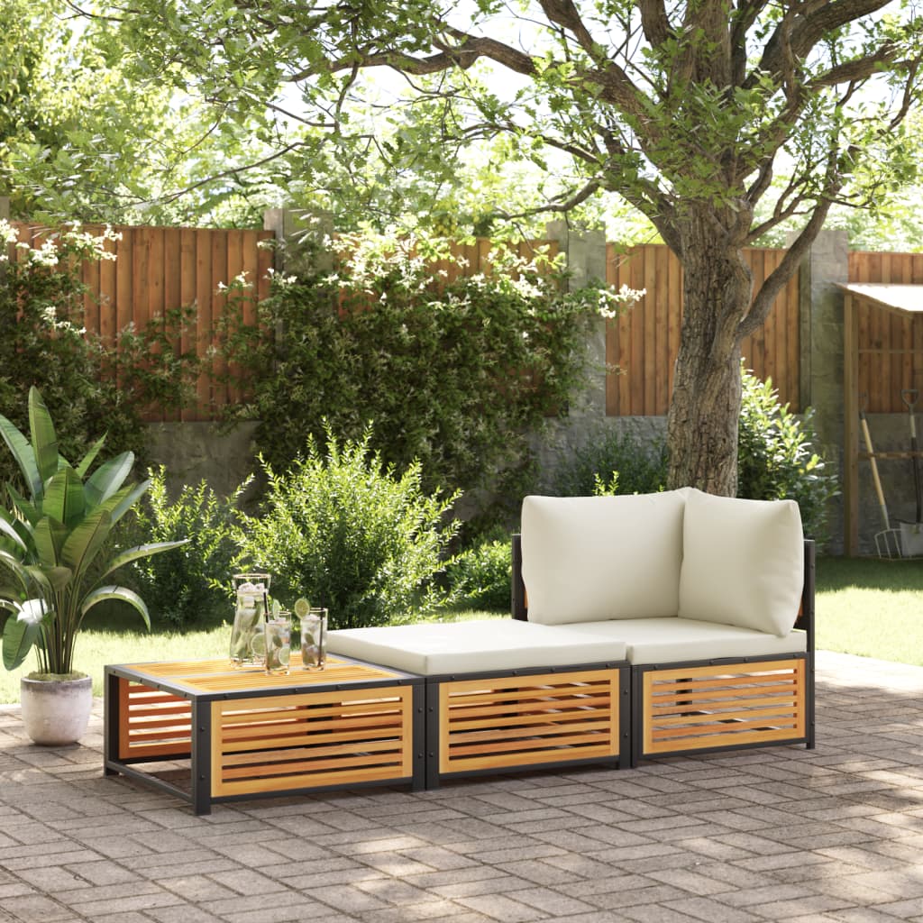 Tavolo da Giardino con Sgabello in Legno Massello di Acacia