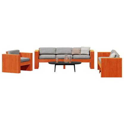 Set Salotto da Giardino 2 pz Marrone Cera Legno Massello Pino