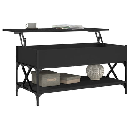 Tavolino da Salotto Nero 100x50x50cm Legno Multistrato Metallo