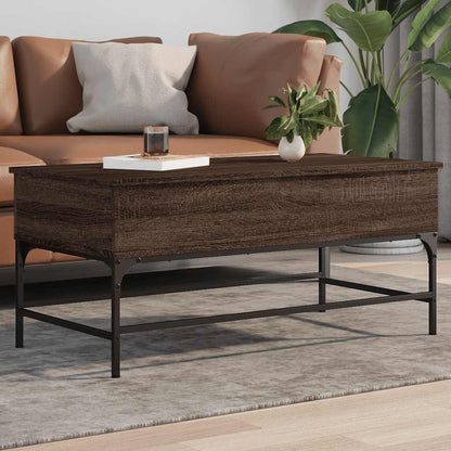 Tavolino Rovere Marrone 100x50x45cm Legno Multistrato e Metallo