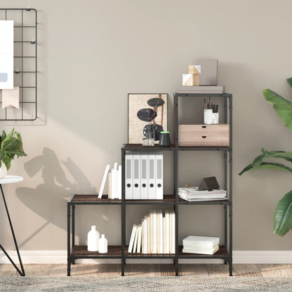 Libreria Rovere Marrone 92x30x102cm Legno Multistrato e Metallo