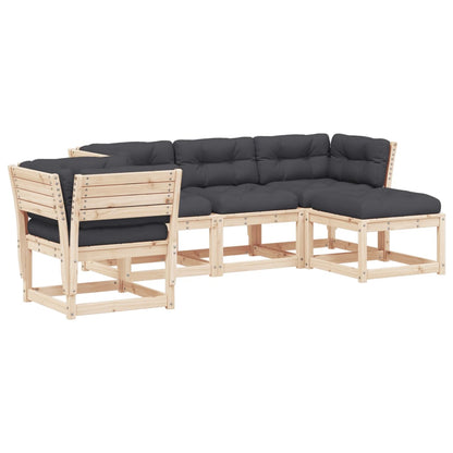 Set Divani Giardino 6 pz con Cuscini in Legno Massello di Pino